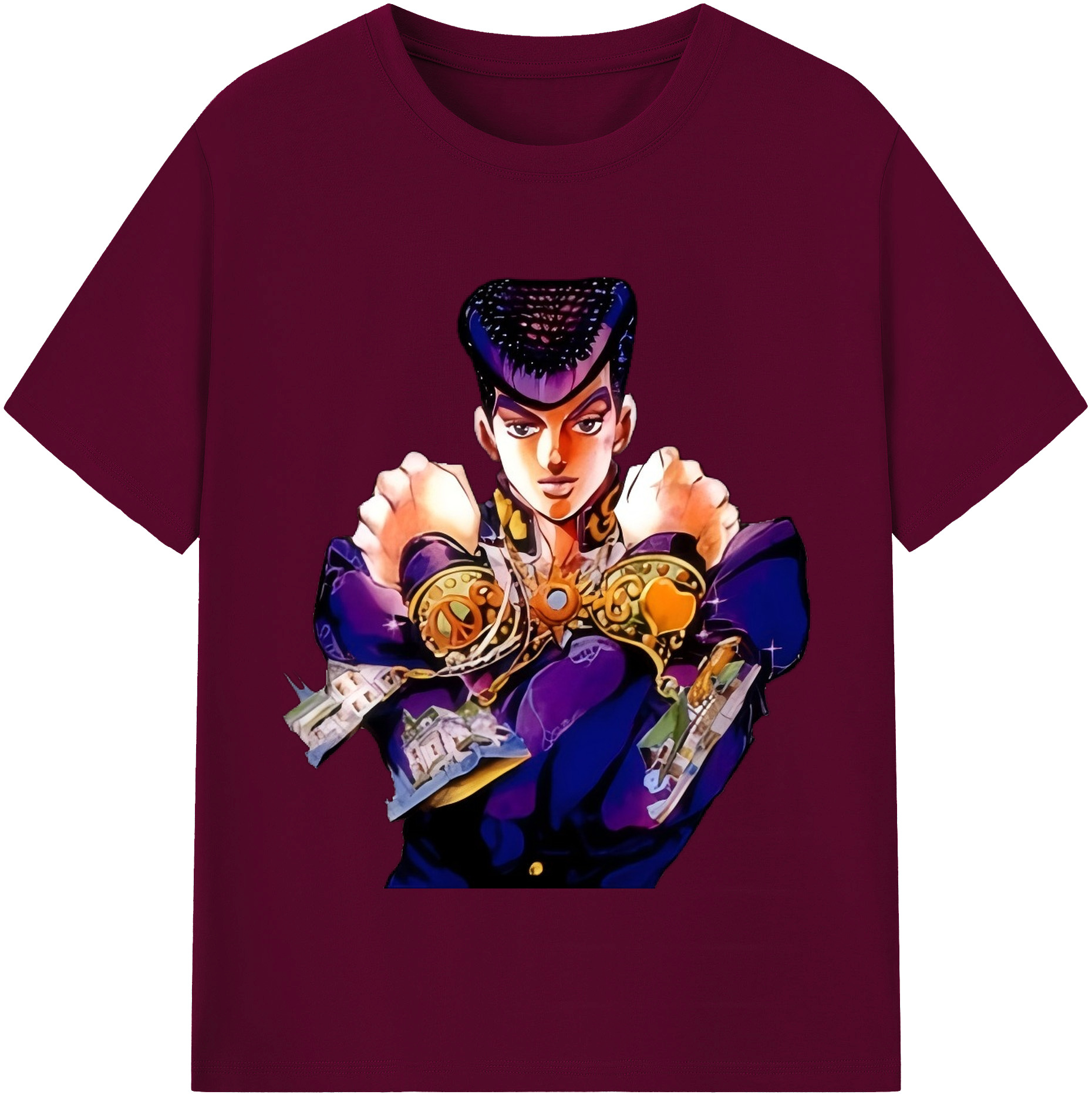 （画像用） ジョジョの奇妙な冒険 ひがしかた じょうすけ JoJo's Bizarre Adventure Higashikata Josuke レディースカジュアルプリントTシャツ（綿100％）